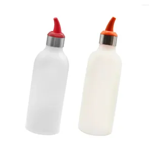 Storage Bottles 2pcs Squeeze Condiment Bottle Salad Dressing Dispenser For Ketchup Mustard Mayo Sauces Oil And Crafts ( Mixed Color )