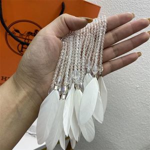 Scarves Woven Fur Coat Colorful Feather Imitation Crystal Beaded Tassel Pendant Clothing Accessories Detachable 10.