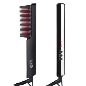 Multifunctional Hair Straightener Brush Ionic Beard Straightener Ceramic Heating Comb Electric Beard Straightening Brush 240401