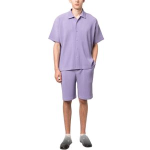 Maryjne letnie garnitur męski plisowany krótko-rękawski nowy luźne proste proste t-shirt t-shirt górne spodnie menstruracksuit