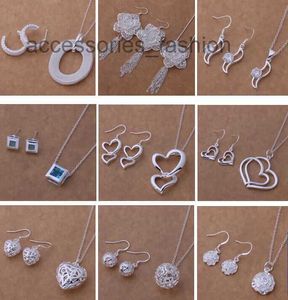 Mixed Fashion Jewelry Set 925 Silver necklace earrings for women to send his girlfriend / wife gifts free shipping 9set/lot 1466