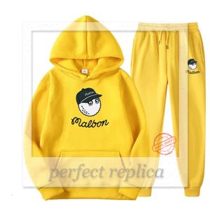 Malbon Men's Tracksuits Malbon Golf Sportswear Warm Two Piece Loose Hooded Sweater Pants Set Jogging 545