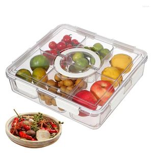 Platten Snacks -Box -Snack -Organizer mit Griff Clear Square Storage 6 Fachschale Tragbare Platten für Party