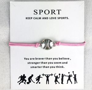 10pcslot Baseball Softball Charm Wax Cords Bracelets Sports Women Men Boys Girls Unisex Fashion Jewelry Friendship Jewelry Gift7642171