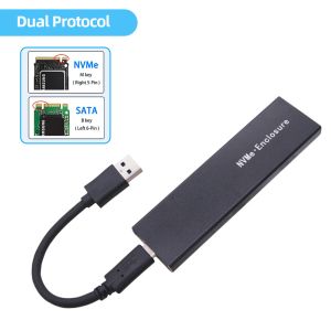 Obudowa M2 SSD Przypadek M.2 NVME SATA SSD Adapter 10 Gb / s USB 3.1 Gen2 USB C Obudowa zewnętrzna Obsługa M i BM Keys