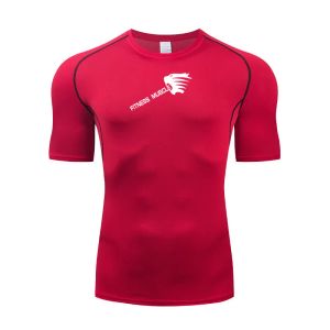 T-shirt estate a secco rapido secco maschi maglietta da compressione da calcio traspirante per abbigliamento sportivo stretto cavalcate camicie a maniche corte