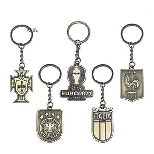 Classic Soccer 2024 KeyChain for Fans Football Championship Emblem National Team Zinc Eloy Badge Pendant Key Ring 0412