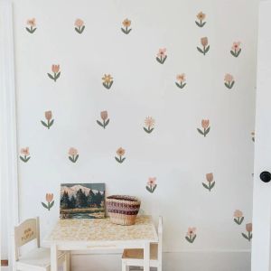 Colorful Tulip Wall Stickers Self-adhesive Removable Vinyl PVC Home Decor for Girls Living Room Bedroom Flower Wall Decal Art M