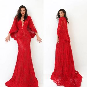 2024 Eleganckie sukienki wieczorowe syreny z kurtką koronkowe aplikacje balowe suknie na zamówienie wykonane pojemnik na trąbkę Specjalna okazja sukienka