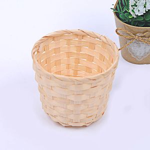 New Handmade Bamboo Garden Flower Pot Wicker Basket Straw Patchwork Wicker Rattan Seagrass Storage Organizer Nursery Pots