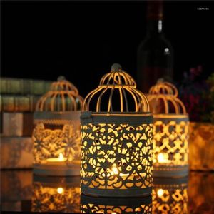 Candle Holders 1pcs Creative Hollow Holder Tealight Candlestick Hanging Lantern Vintage Bird Cage Wrought Wedding Decor