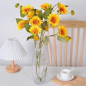 Dekorative Blumen künstlich 7 Sonnenblumen Home Wedding Decoration Seidendekoration