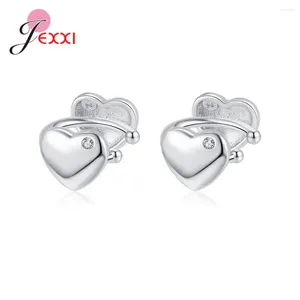 Stud Earrings Dainty Heart Shape Design Cubic Zircon Inlaid Earring 925 Sterling Silver Needle Women's Style Jewelry Clip-on