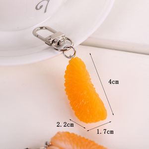 Süße orange Schlüsselbund Fruchtharz -Nahrungsmittel Anhänger Bag Auto Charme Schlüsselkette für Frauen Mädchen Keyrings Diy Schmuckzubehör Großhandel Großhandel