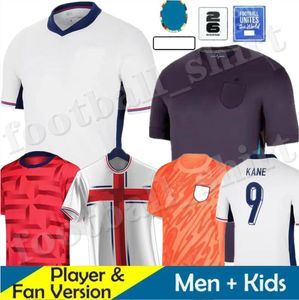 2024 Inglaterra Jerseys de futebol da Inglaterra Foden Russo Angleterre 23 24 Inglaterra Bandeira Vermelha Cross Sterling Bellingham Rashford Home Grealish Away Jerseys Men Kit Kit Kit