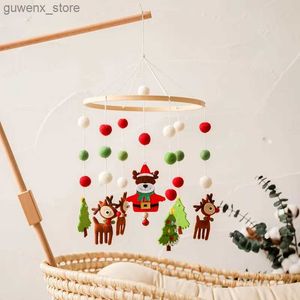 Mobiles# Baby Christmas Bed Bell Crib Mobiles Toy Cots Projection Infant Wooden Toy Animals Pendant Rotating Music Rattles Gift Y240412