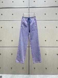 Женские джинсы Джинсовые брюки с кружевными талиями дизайн повседневная универсальная мода 2024 Лето