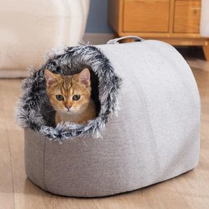 Nośniki dla zwierząt domowych dla zwierząt domowych i małych psów przenośny igloo z wyjmowaną poduszką ciepłą jaskinią śpiące koty gniazda gniazda