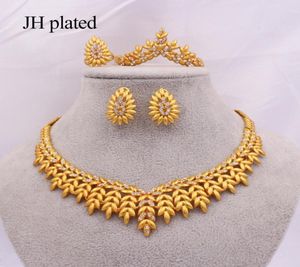 Conjuntos de jóias da Etiópia para Brincos de colar de ouro femininos Anel de pulseira Dubai Dubai Africano Indian Bridal Wedding Set Gifts Collares 2011301133854