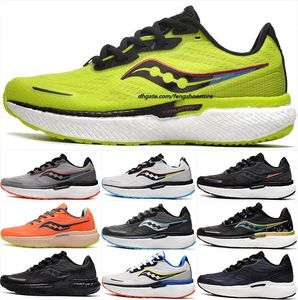 Menina de alta qualidade Homens, Saucony Triumph 19 Mesh Running Shoes Triple Black Branco Soo Sole Visão Bush Bush Outdoor Trainer Platform Sporter Designer Sneaker