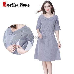 Maternidade Vestidos de emoção Mães listradas Maternidade Roupas de amamentação Vestidos de gravidez para mulheres grávidas vestidos de maternidade S M L XL 24412