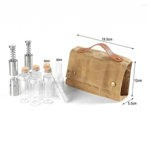 Storage Bottles 12pcs Waxed Canvass Seasoning Bottle Bag Set Foldable Waterproof Spice Organiser For Camping