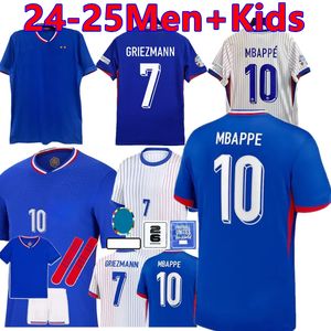 Top2024 25フレンチユーロカッププレーヤーサッカージャージーベンゼマジルーMbappeグリーズマンサリバサッカージャージーカンテマイロットデフットエクイプメンキッズキットジャージーフットボールシャツ