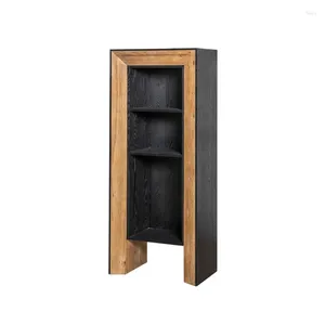 Decorative Plates American-Style Antique Floor Storage Rack Simple Wine Showing Stand Silent Style Solid Wood Study Bookshelf