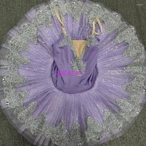 Palco desgaste azul roxo profissional balé tutu tutu prato panqueca vestido de festa de festa adulto feminino infantil traje de dança