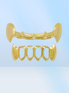 Hip Hop Smooth Halloween Dentures Grillz Real Gold plated Grills Dental Grills Cool Gioielli Golden Silver Rose Gold Black8219938