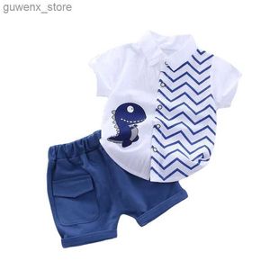 Clothing Sets New Fashion Summer Baby Clothes For Boys Children Cartoon Shirt Shorts 2pcs/sets Toddler Casual Sport Clothing Kids Tracksuits Y240412