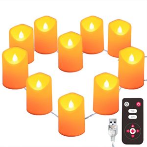 LED Candle String Light Flameless Warm White Bright Tealights USBBattery Powered with 8key Remote Control Night Lights 240412