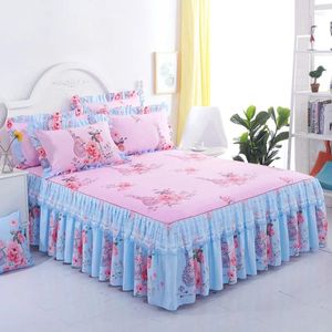 Bedding Sets Korean Soft Cotton Bed Sheet Graceful Lace Bedspread Bedroom Laciness Skirt Pillowcases Non-slip Mattress Cover Cubrecama