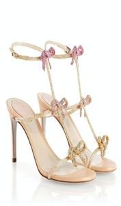 최고 품질의 재료 Rene Jeweled Sandals Shoes Caterina Caovilla 여성 펌프 활 크리스탈 펌프 반짝이는 레이디 하이힐 2728544