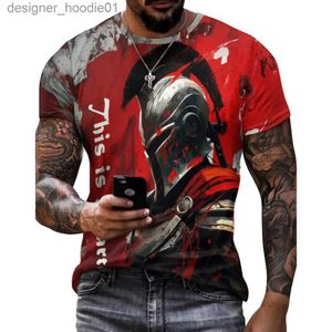 Men's Hoodies Sweatshirts Spartan mens retro T-shirt 3D Spartan graphic clothing summer quick drying breathable street mens T-shirt C240412