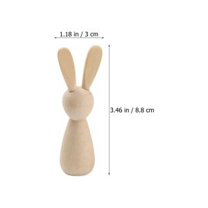 6Pcs DIY Wooden Rabbit Figures Crafts Unfinished Peg Dolls Graffiti Painting Gifts Home Nursery Mini Bunny Decoration