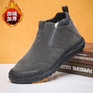 Casual skor vinter mocka för män plus päls varma slip-on loafers skor vattentäta snöstövlar botas hombre utomhusljus sneakers
