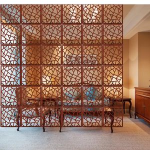 Room Divider Folding Screen Red Double-sided Carved Hollow Wooden Screen Easy Move Folding Screen Living Room Decoration