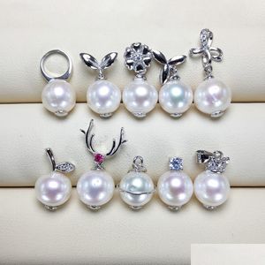 Подвесные ожерелья S925 стерлинговая жемчужная пресноводная ожерелье 8-9 мм белый свадебный подарок.