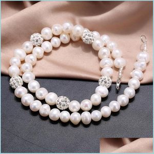 Beaded Necklaces 100% Freshwater Pearl Necklace For Women 8-9Mm White Potato Shape Wholesale Jewelry Gifts 6 Pcs/Lot Drop Delivery Pen Dhzu9