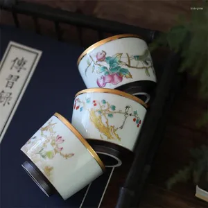 Cups Saucers Jingdezhen Ceramic Hand Painted Gilt Flower Teacups Porcelain Large Master Cup Chinese Water Mug Drinkware Tea Set