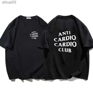 Women's T-Shirt Plus Size Anti Cardio Club T Shirt Gym Life Letter Print T-Shirt Cotton Tshirt for Women Men Clothes Oversize Male Tee SummerL2403