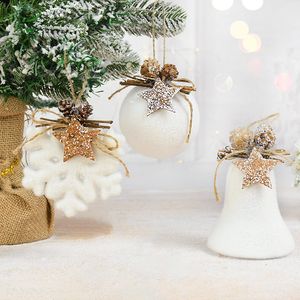 2/1pcs Christmas Ball Ornaments White Snowflake Bell Water Drop Pendants Xmas Tree Home Party Hanging Decorations New Year 2023