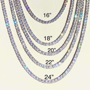 Wholesale 5Mm Lab Grown Diamond Tennis Chian Necklace Iced Out Round Brilliant Cut Sier Hip Hop Fine Jewelry