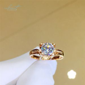 Inbeaut 100% real 18K Roségold ausgezeichneter Schnitt 2 ct Pass Diamond Test VVS1 D Farbkuhkopfring für Frauen240412