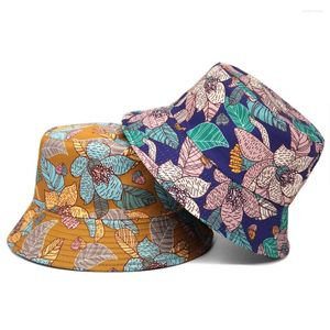 ベレーツアメリカンファッション印刷両面バケット帽子ユニセックス春と夏の旅行日保護用汎用カジュアルメンズキャップ