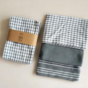 Table Napkin 3pcs Cotton Yarn-Dyed Tea Towel Home Cloth Napkins Kitchen Absorbent Soft Plaid Stripes 45 60cm Thermal Insulation