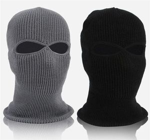 Cycling Caps Masks Winter Knit Cap Warm Soft 2 Holes Full Face Ski Hat Balaclava Hood Army Tactical4586803