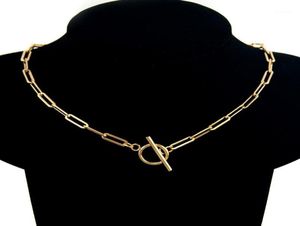 Kedjor 100 rostfritt stål växelhalsband för kvinnor guldsilver färg metalllås kedje choker halsband krage6233931