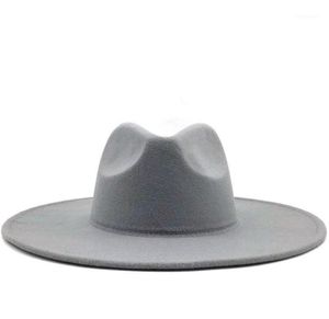 Klassischer breiter Krempe Fedora Hut schwarze weiße Wolle Hats Männer Frauen zerquetscht Winterhut Hochzeit Jazzhüte15125023